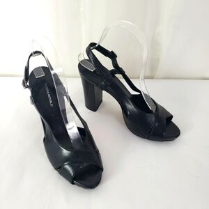 Banana Republic black leather chunky heel open toe slingback heel size 7